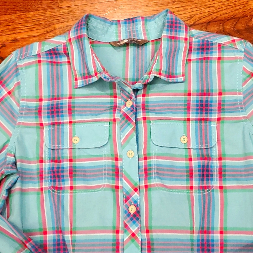 Womens The North Face blue button down size M - Picture 2 of 4